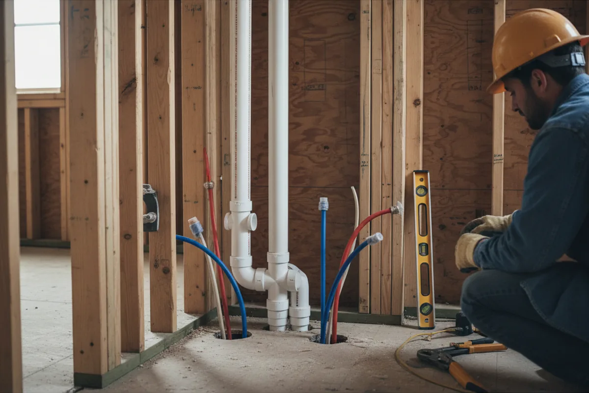 Drain and supply rough-in during Leak Detection in Leesport