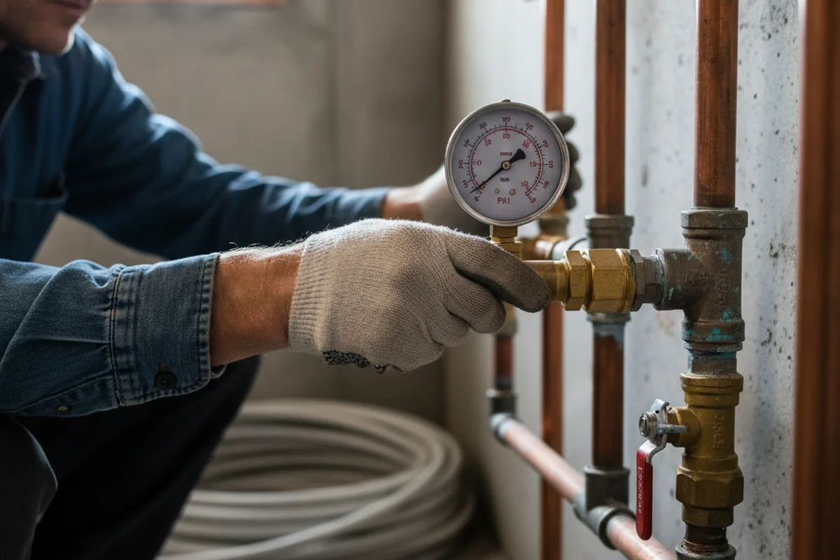 Pressure testing a repaired line during Water Line Repair in Leesport